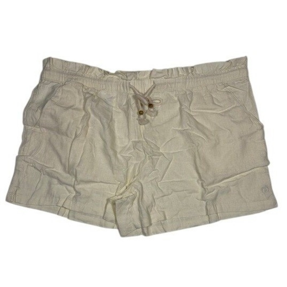Hang Ten Shorts Womens XXL A0048045PS Cream Linen Blend Paperbag Waist NEW